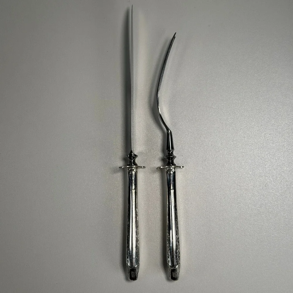 Vintage Antique Carving‎ Set Sterling Silver 1919 Victorian French Old World 12
